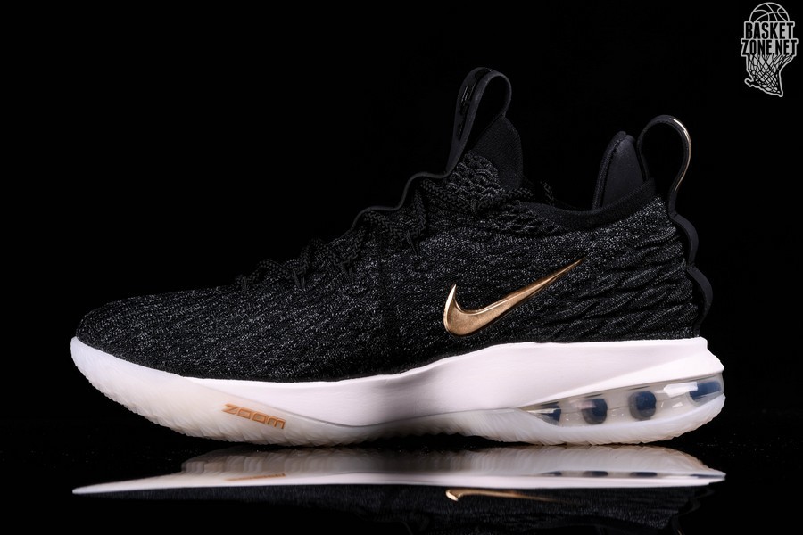 lebron 15 black and gold low