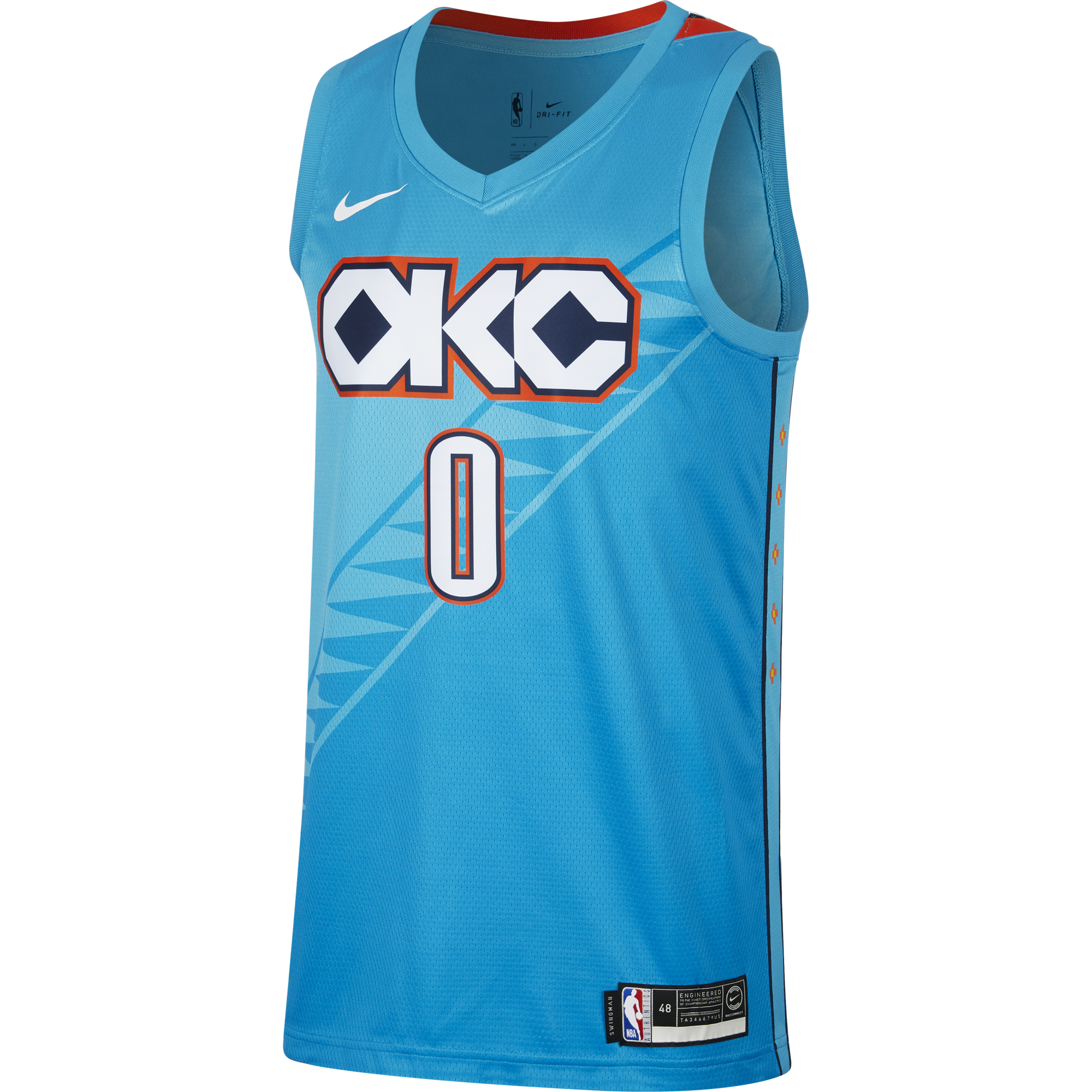 NIKE NBA OKLAHOMA CITY THUNDER RUSSELL WESTBROOK SWINGMAN JERSEY TIDAL BLUE