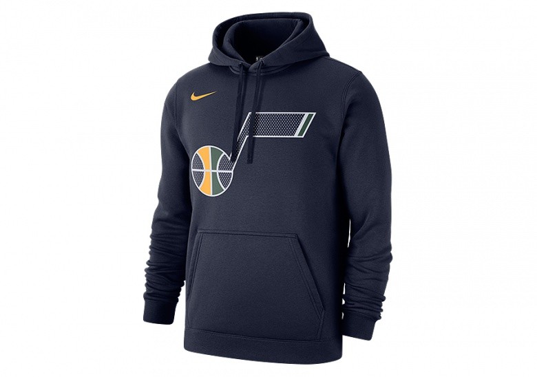 NIKE NBA UTAH JAZZ CLUB LOGO FLEECE PULLOVER HOODIE COLLEGE NAVY