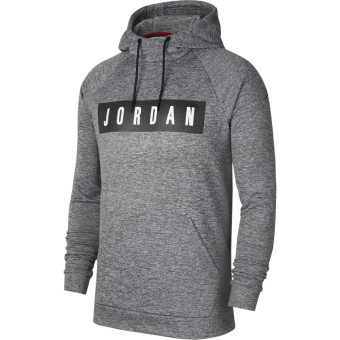 NIKE AIR JORDAN THERMA 23 ALPHA FLEECE PULLOVER HOODIE CARBON HEATHER