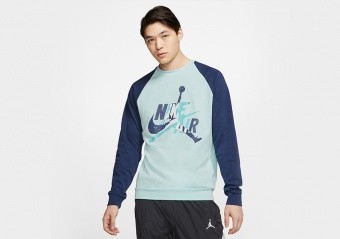 NIKE AIR JORDAN JUMPMAN CLASSICS FLEECE CREW TOP TEAL TINT