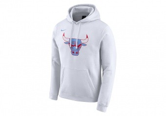 NIKE NBA CHICAGO BULLS CITY EDITION LOGO PULLOVER HOODIE WHITE