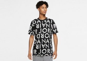 NIKE AIR JORDAN BRAND PRINTED CREW TEE BLACK