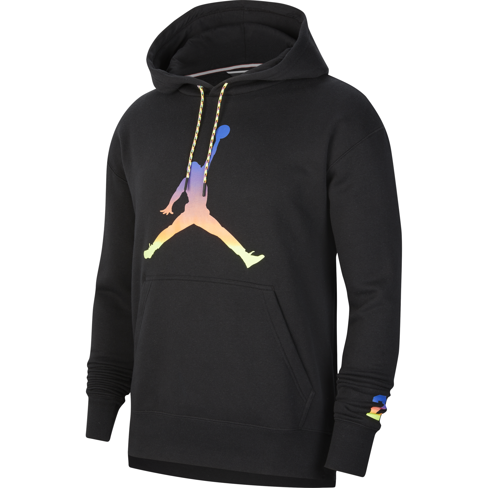 NIKE AIR JORDAN SPORT DNA MULTICOLOR HBR FLEECE PULLOVER HOODIE BLACK