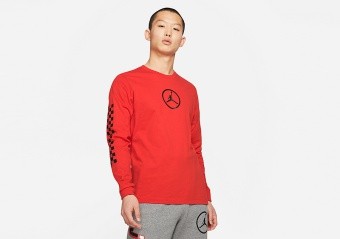 NIKE AIR JORDAN SPORT DNA HBR LONG-SLEEVE CREW TEE CHILE RED