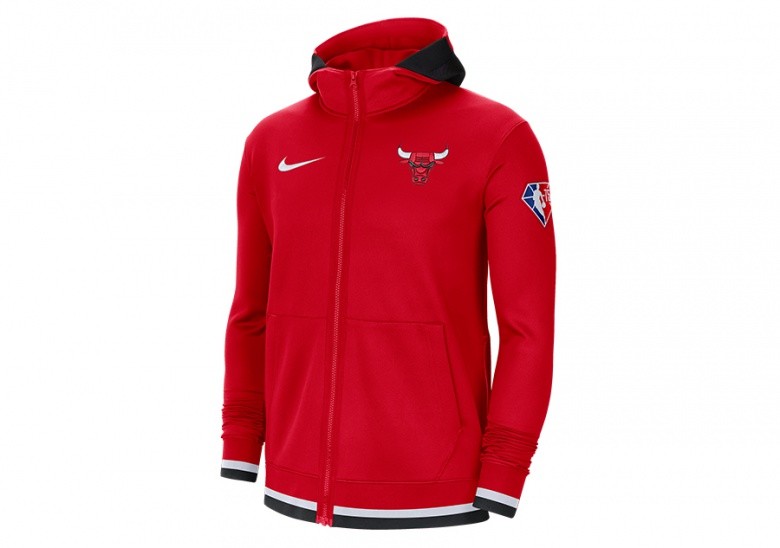 NIKE CHICAGO BULLS DRI-FIT SHOWTIME FULL-ZIP HOODIE UNIVERSITY RED