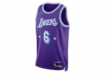 NIKE NBA LOS ANGELES LAKERS LEBRON JAMES CITY EDITION 2021 SWINGMAN JERSEY FIELD PURPLE