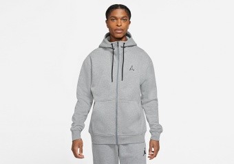 NIKE AIR JORDAN ESSENTIALS FLEECE FULL-ZIP HOODIE CARBON HEATHER