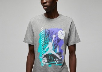 NIKE AIR JORDAN BRAND GRAPHIC CREW 1 TEE CARBON HEATHER