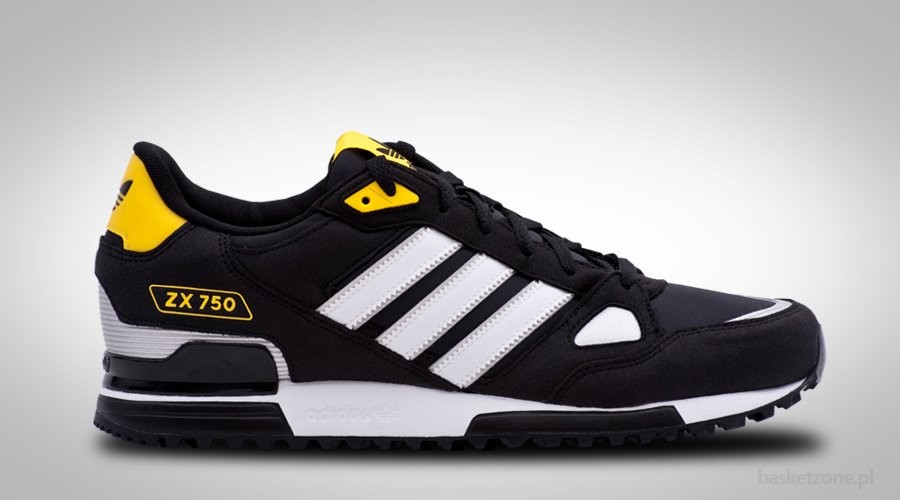 ADIDAS ORIGINALS BLACK WHITE YELLOW ZX 750