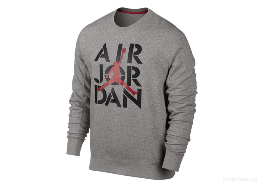 NIKE AIR JORDAN STENCIL FLEECE CREW DARK GREY HEATHER